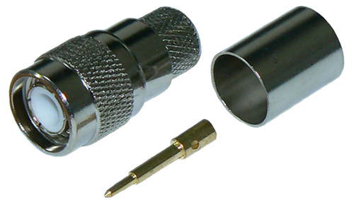 TNC male crimp connector for RU400 low loss coaxial cable and RG8 coaxial cable, DC-11 GHz, 50 Ohms – nickel plated